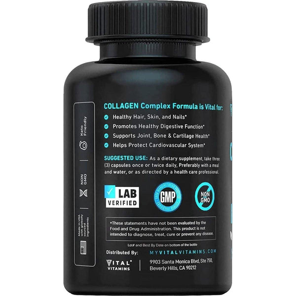 Vital Vitamins Multi Collagen Complex Type I, II, III, V, X - Grass Fed, Non - Gmo - 150 Capsules - Glam Global UKVital Vitamins