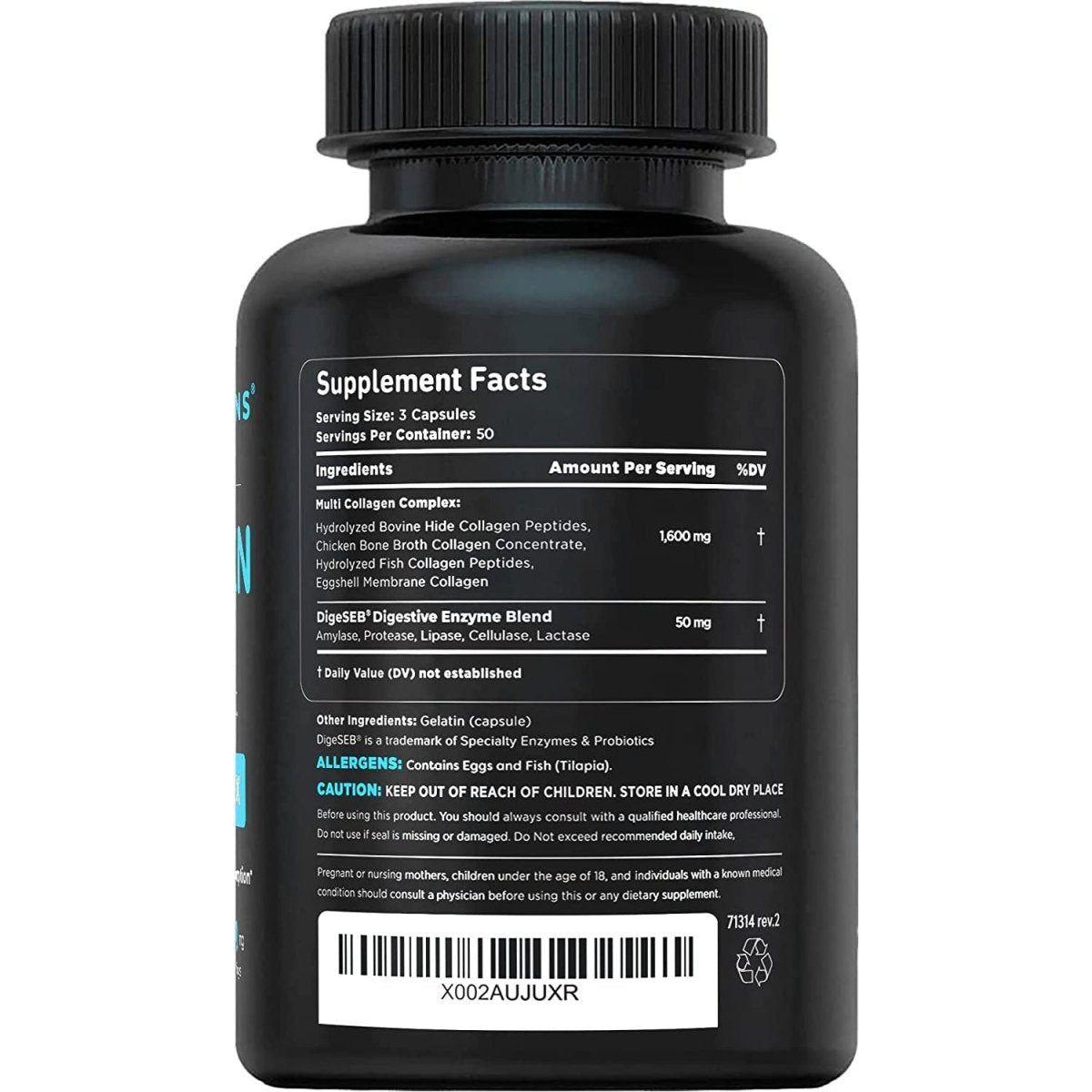 Vital Vitamins Multi Collagen Complex Type I, II, III, V, X - Grass Fed, Non - Gmo - 150 Capsules - Glam Global UKVital Vitamins