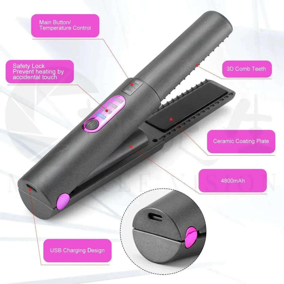 Cordless Hair Straightener and Curler - Glam Global UK