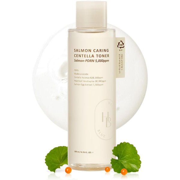 HEVEBLUE Salmon Caring Centella Toner – 200ml | Infused with Salmon PDRN 5,000ppm for Soothing, Hydration & Skin Renewal