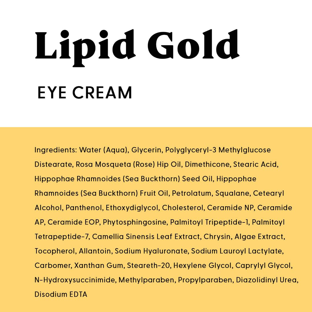 Lipid Gold Eye Cream Moisturizer and Anti-Aging Skincare for Dark Circles, Fine Lines, Wrinkles, and Under-Eye Brightening, 0.5 Fl. Oz