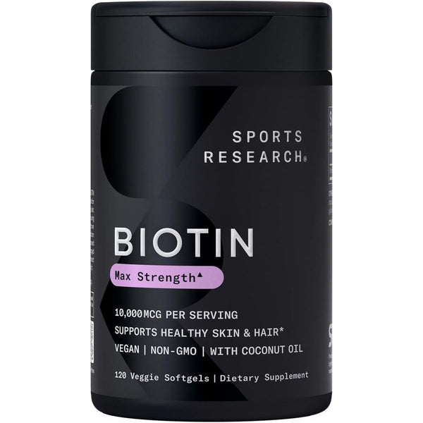 Vegan Biotin 10,000Mcg with Coconut Oil - Max Strength Biotin Vitamin B7 for Skin and Keratin Support - Non-Gmo & Gluten Free, 120 Softgels (4 Month Supply)