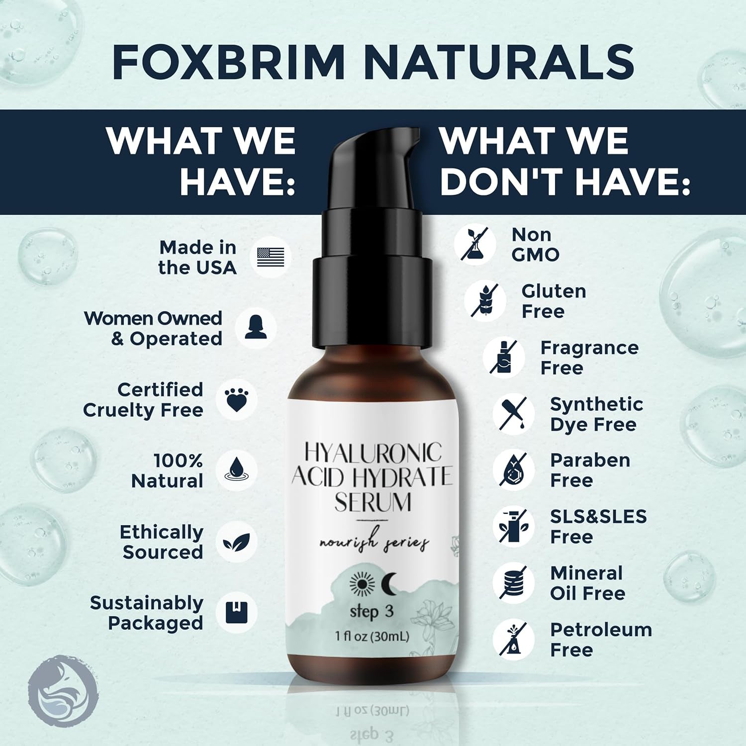 Foxbrim Naturals Hyaluronic Acid Serum – 30ml | Deep Hydration & Anti-Aging Care