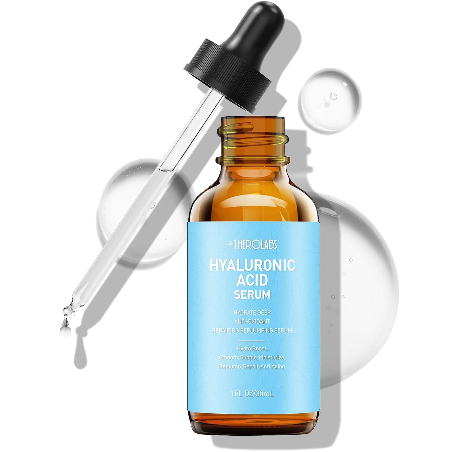 Hyaluronic Acid Serum for Face anti Aging, Fine Lines, Dark Spots, & Dry Skin - Hydrating Facial Serum - Best Face Serum for Moisturizing and Wrinkle Reducing, 1 Fl Oz