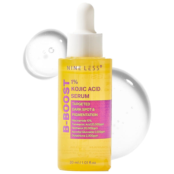 NINELESS B-Boost 1% Kojic Acid Serum – 30ml | Brightening & Pigment-Correcting Serum with Niacinamide, Tranexamic Acid & Peptides