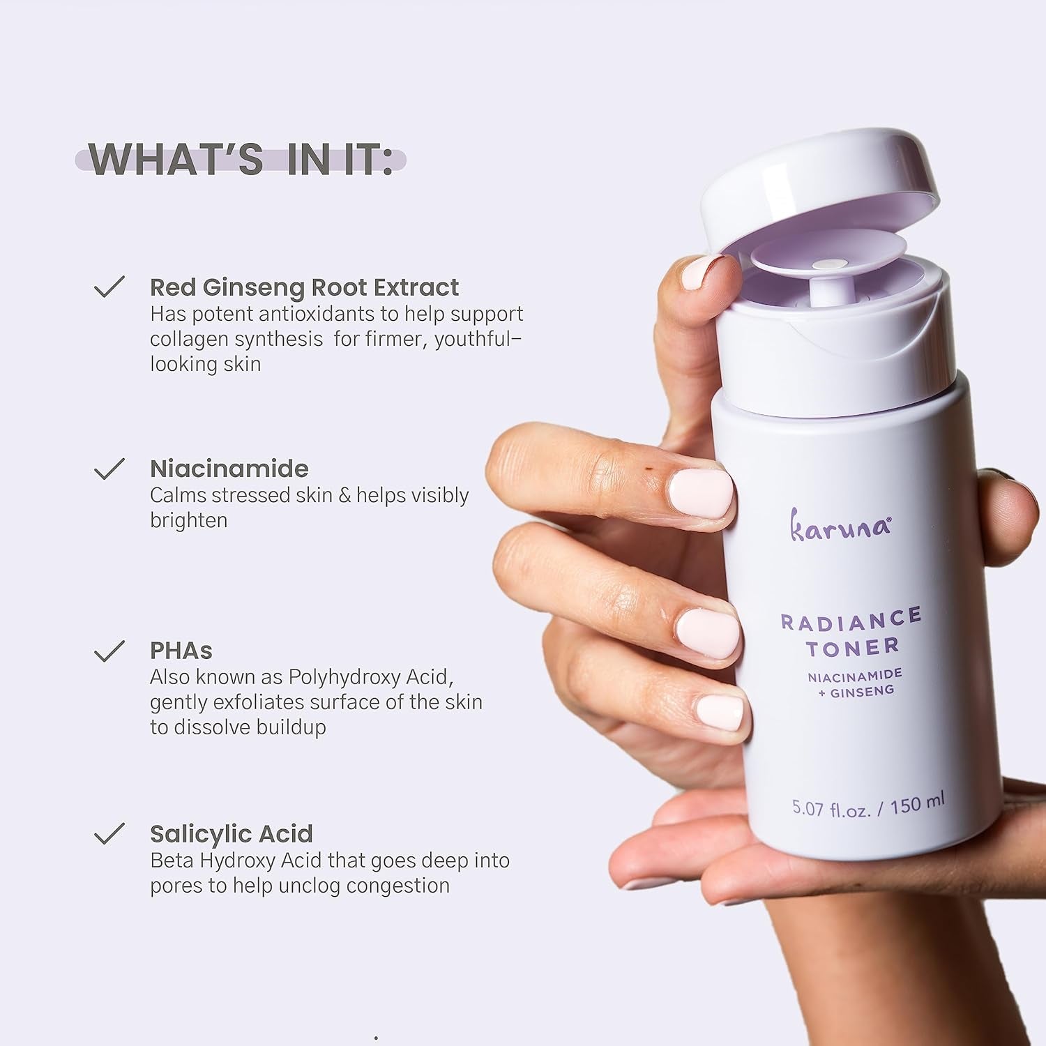 Karuna Radiance Toner – 150ml | Glow-Enhancing, Pore-Refining Exfoliating Toner