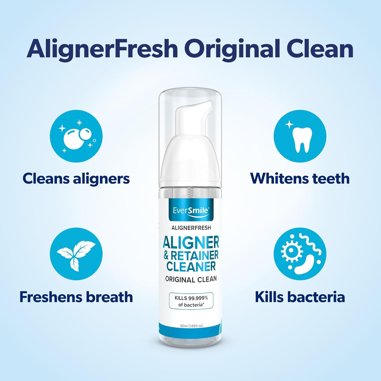 EverSmile Aligner & Retainer Cleaner – 50ml | Whitening, Fresh Breath & Bacteria Protection