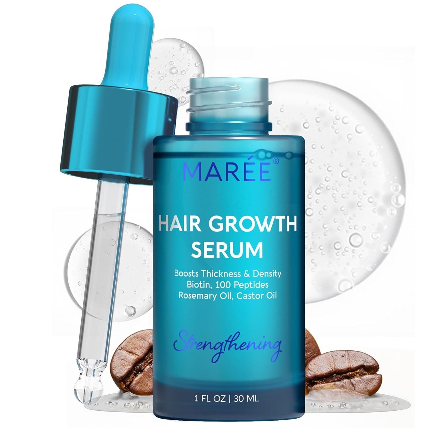 Hair Growth Serum - Caffeine Peptides Castor Rosemary Oil for Hair Growth - Products for Women & Men - Hair Oils for Hair Growth - Hair Regrowth Tonic - Scalp Serum - Suero Para El Cabello