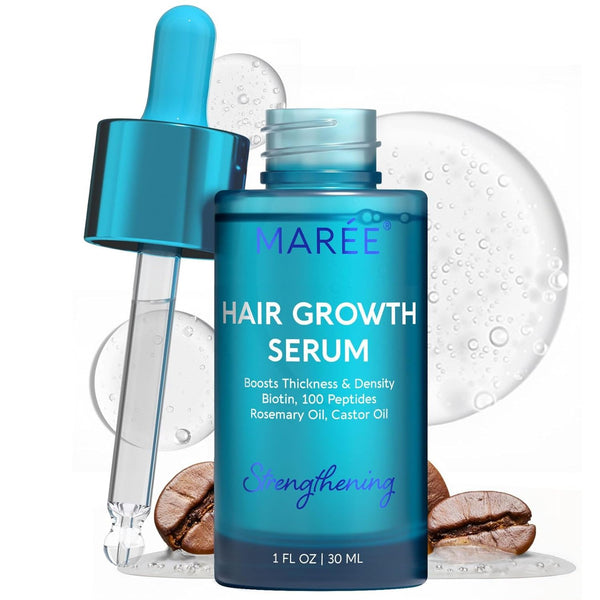 Hair Growth Serum - Caffeine Peptides Castor Rosemary Oil for Hair Growth - Products for Women & Men - Hair Oils for Hair Growth - Hair Regrowth Tonic - Scalp Serum - Suero Para El Cabello