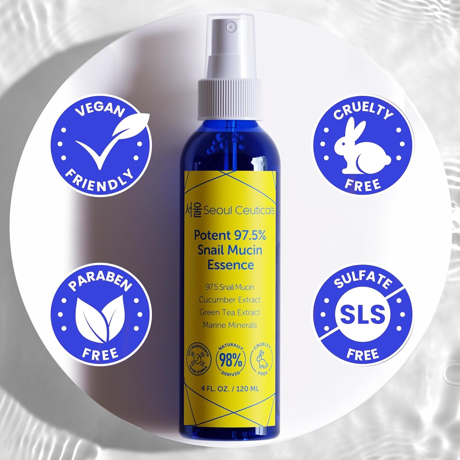 SeoulCeuticals Potent 97.5% Snail Mucin Essence – 120ml | Hydrating & Anti-Aging K-Beauty Mist