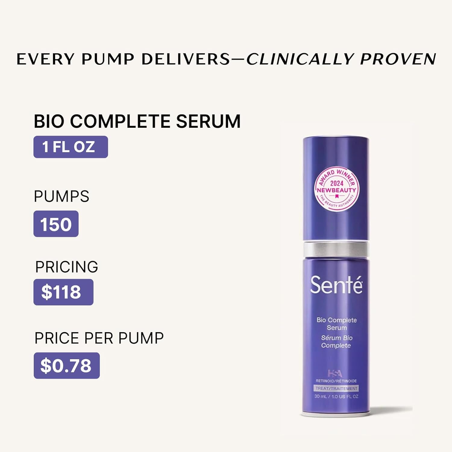 Senté Bio Complete Serum – 30ml | Gentle Retinoid for Fine Lines & Even Skin Tone