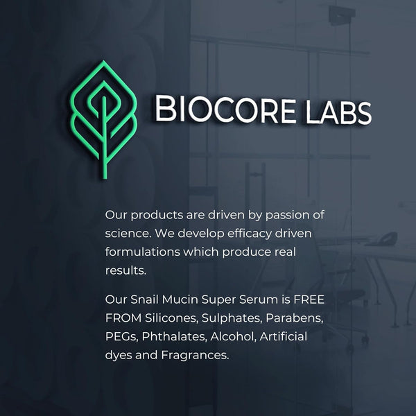 BIOCORE LABS 3-In-1 Snail Mucin Super Serum – 100ml | Hydrates, Firms & Plumps with 80% Snail Filtrate, Peptides & Hyaluronic Acid