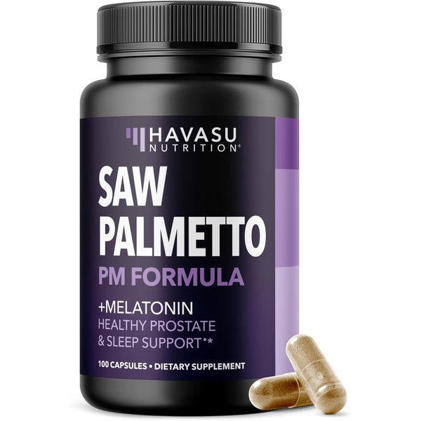HAVASU NUTRITION Saw Palmetto PM Formula – 100 Capsules | Prostate Health & Restful Sleep Support