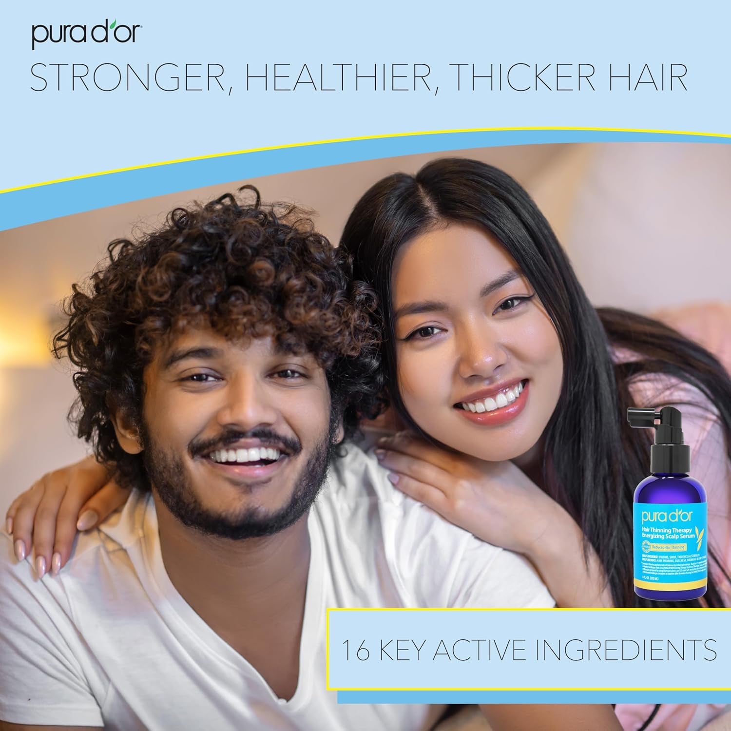 PURA D’OR Hair Thinning Therapy Energizing Scalp Serum – 120ml | Strengthen Roots, Boost Volume & Revitalize Hair