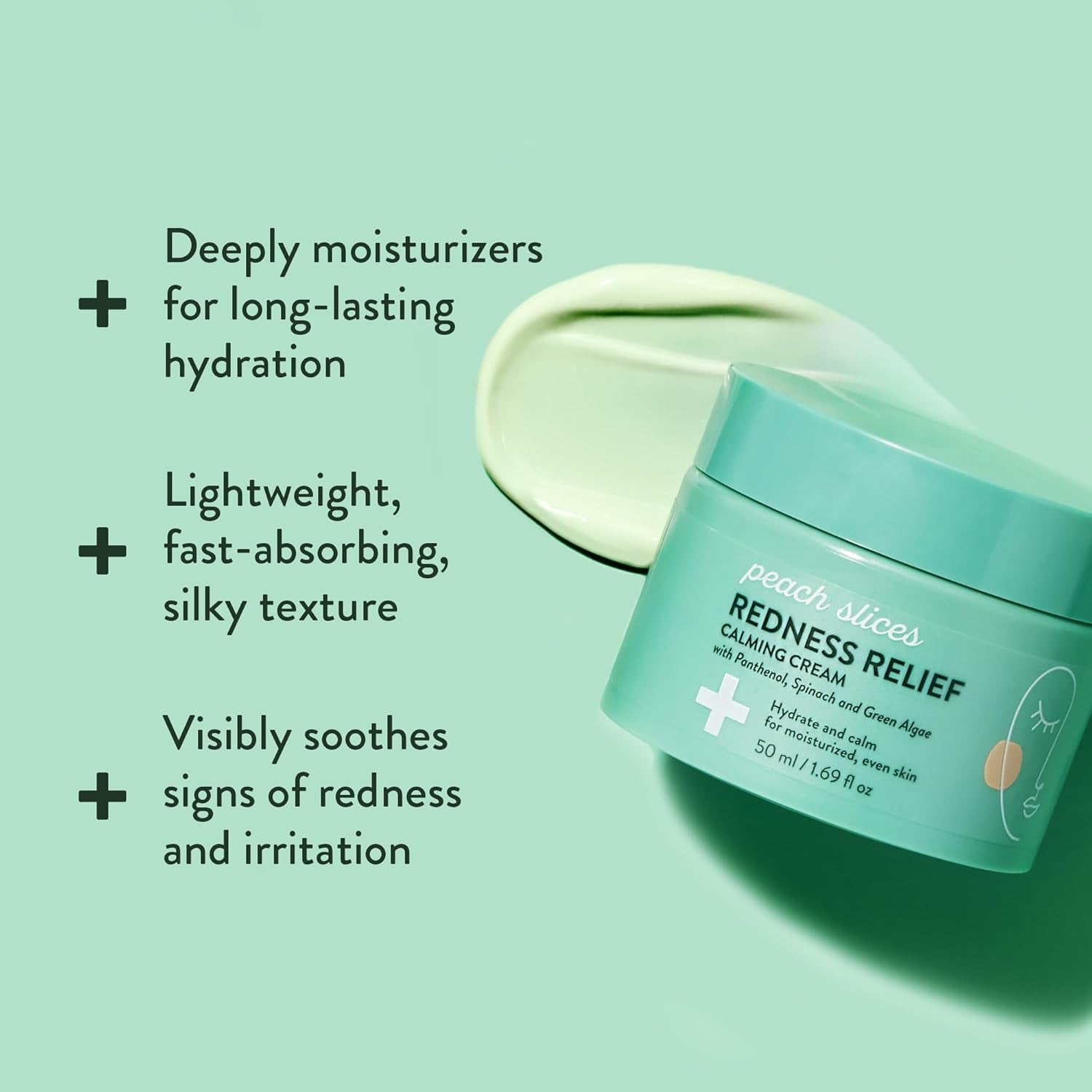Peach Slices Redness Relief Calming Cream – 50ml | Hydrating Moisturiser with Green Algae, Panthenol & Spinach for Redness-Prone Skin