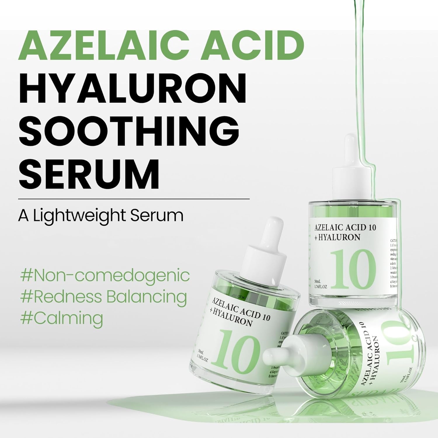 SUDAJI Azelaic Acid 10 + Hyaluron Soothing Serum – 50ml | Redness-Calming, Non-Comedogenic Skin Booster