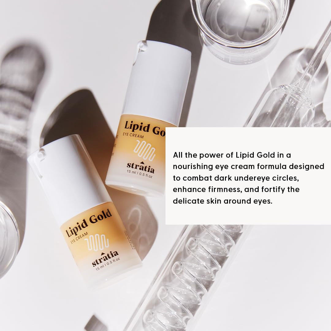Lipid Gold Eye Cream Moisturizer and Anti-Aging Skincare for Dark Circles, Fine Lines, Wrinkles, and Under-Eye Brightening, 0.5 Fl. Oz