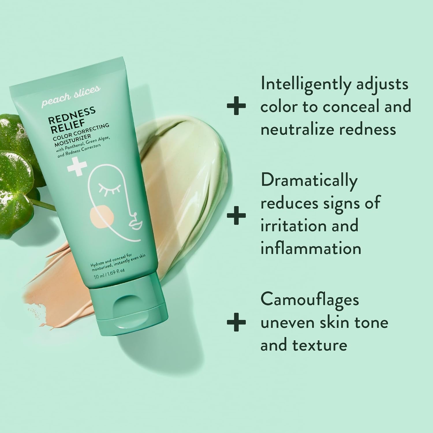 Peach Slices Redness Relief Color Correcting Moisturizer – 50ml | Neutralises Redness & Calms Skin with Adaptive Colour Technology