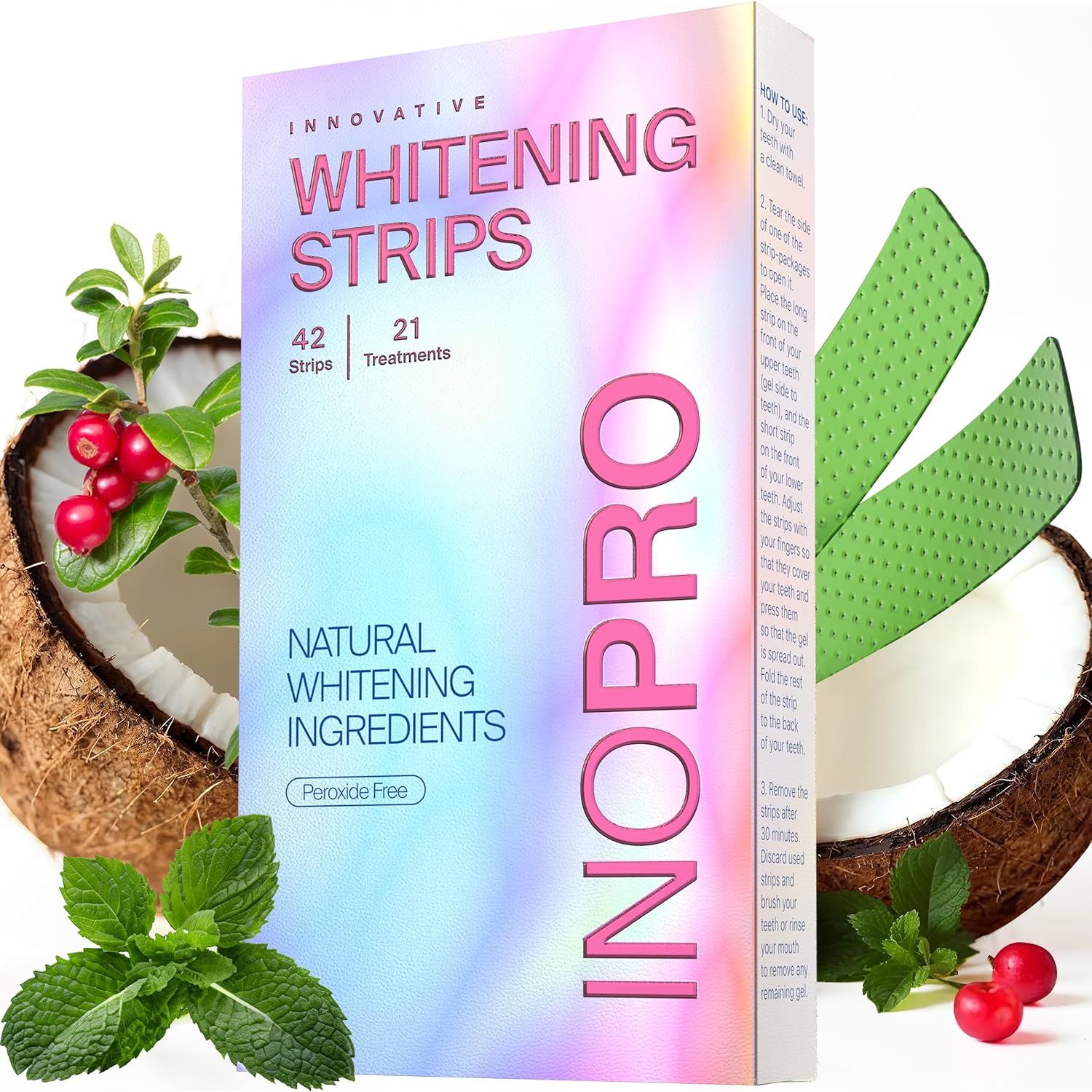 InoPro Innovative Whitening Strips – 21 Treatments (42 Strips) | Advanced Whitening, Stain Removal & Enamel Protection