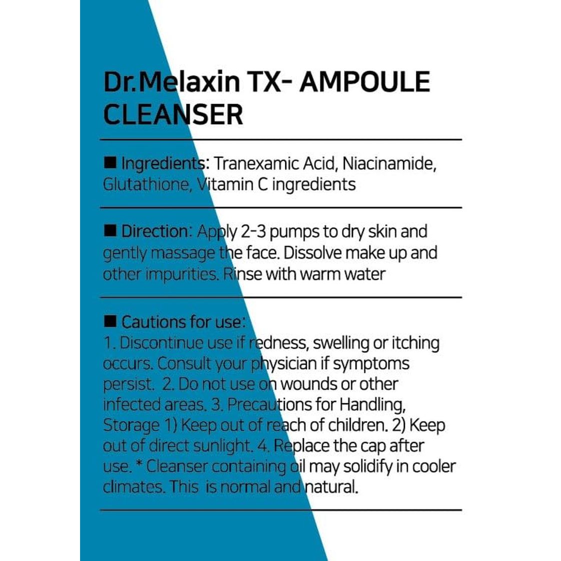 Dr.Melaxin TX Ampoule Cleanser – 100ml | Oil-to-Foam Deep Cleansing & Brightening Care