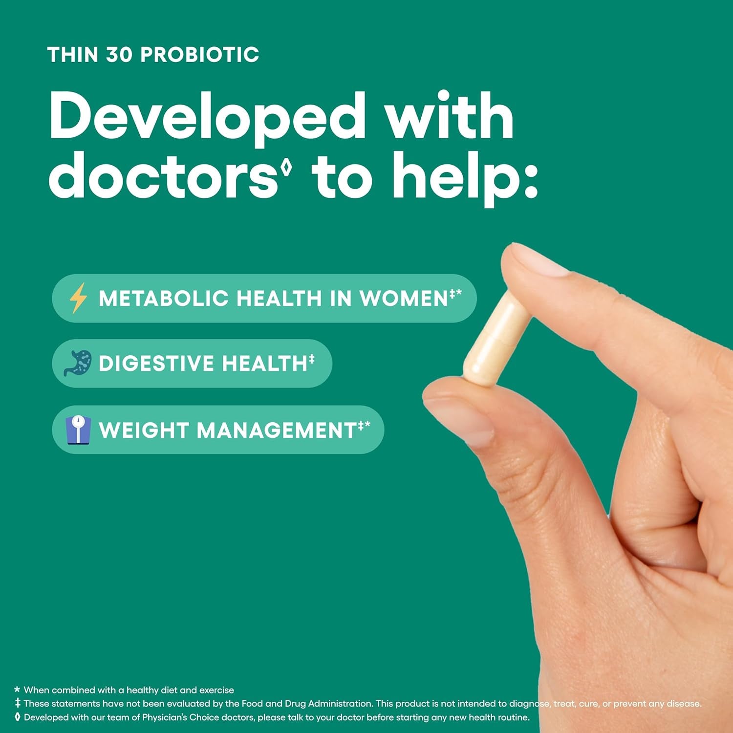 Physician's CHOICE Probiotics for Weight Management – 60 Capsules | Supports Gut Health, Bloating & Fat Metabolism with Cayenne, Green Tea & Prebiotics