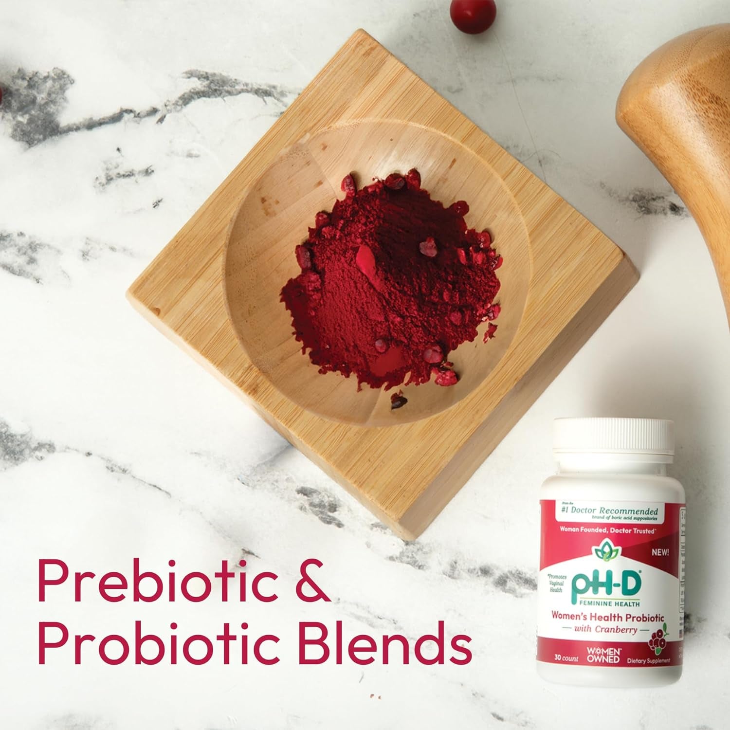 pH-D Feminine Health Support Women’s Health Probiotic with Cranberry – 30 Capsules | Vaginal, Urinary & Digestive Support