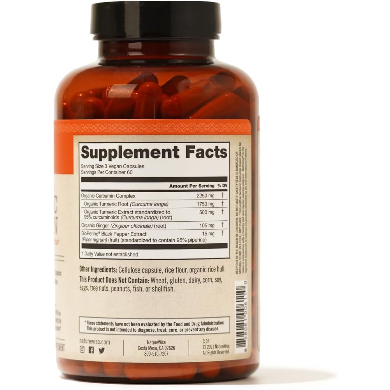 NatureWise Turmeric Curcumin 2250mg – 180 Capsules | Joint Comfort, Flexibility & Antioxidant Support with Bioperine