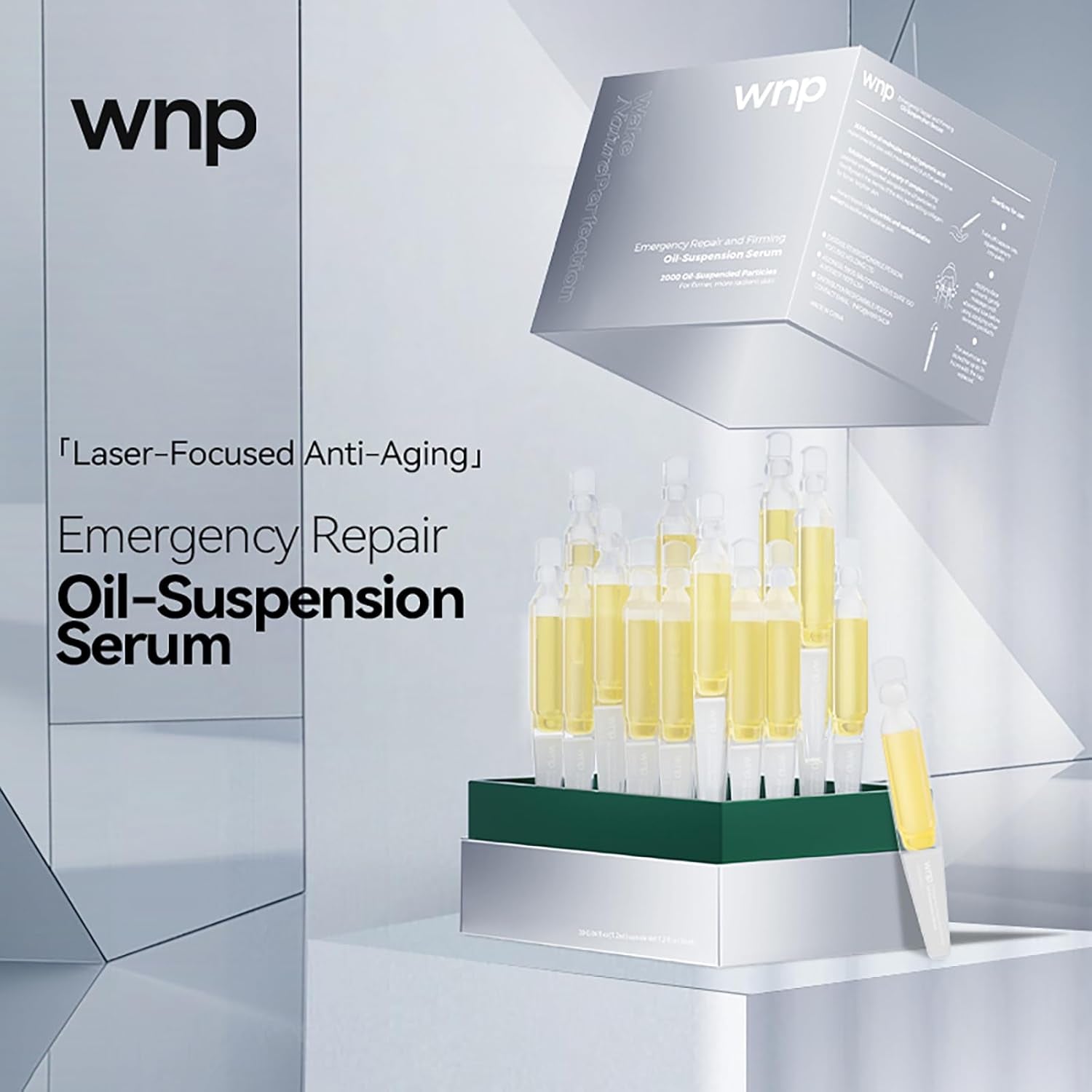 WNP Emergency Repair And Firming Oil-Suspension Serum – 30 x 1.2ml | Multi-Collagen Anti-Aging Ampoule with Peptides & 4D Hyaluronic Acid