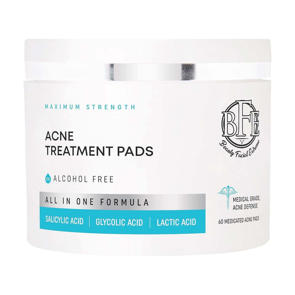 Beauty Facial Extreme Acne Treatment Pads – 60 Pads | Salicylic, Glycolic & Lactic Acid Exfoliating Pads for Face & Body