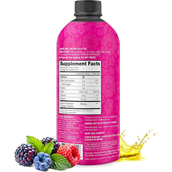 Zena Nutrition Liquid Collagen Peptide + Biotin – 600ml (60 Servings) | Skin Elasticity, Hair Growth & Nail Strength – Mixed Berry Flavor