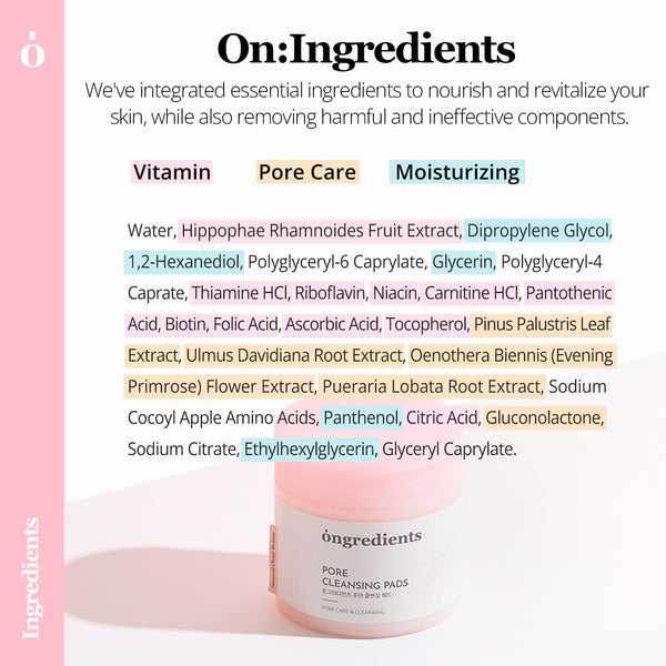ONGREDIENTS Pore Cleansing Pads – 60 Pads | Deep Cleansing & Pore Care