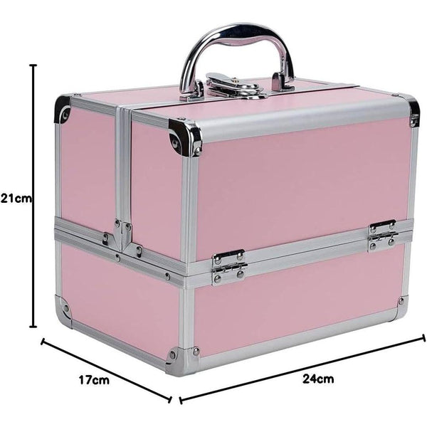 AVC Designs Makeup Vanity Travel Storage Organiser Box Case with Mirror (Black/Pink)