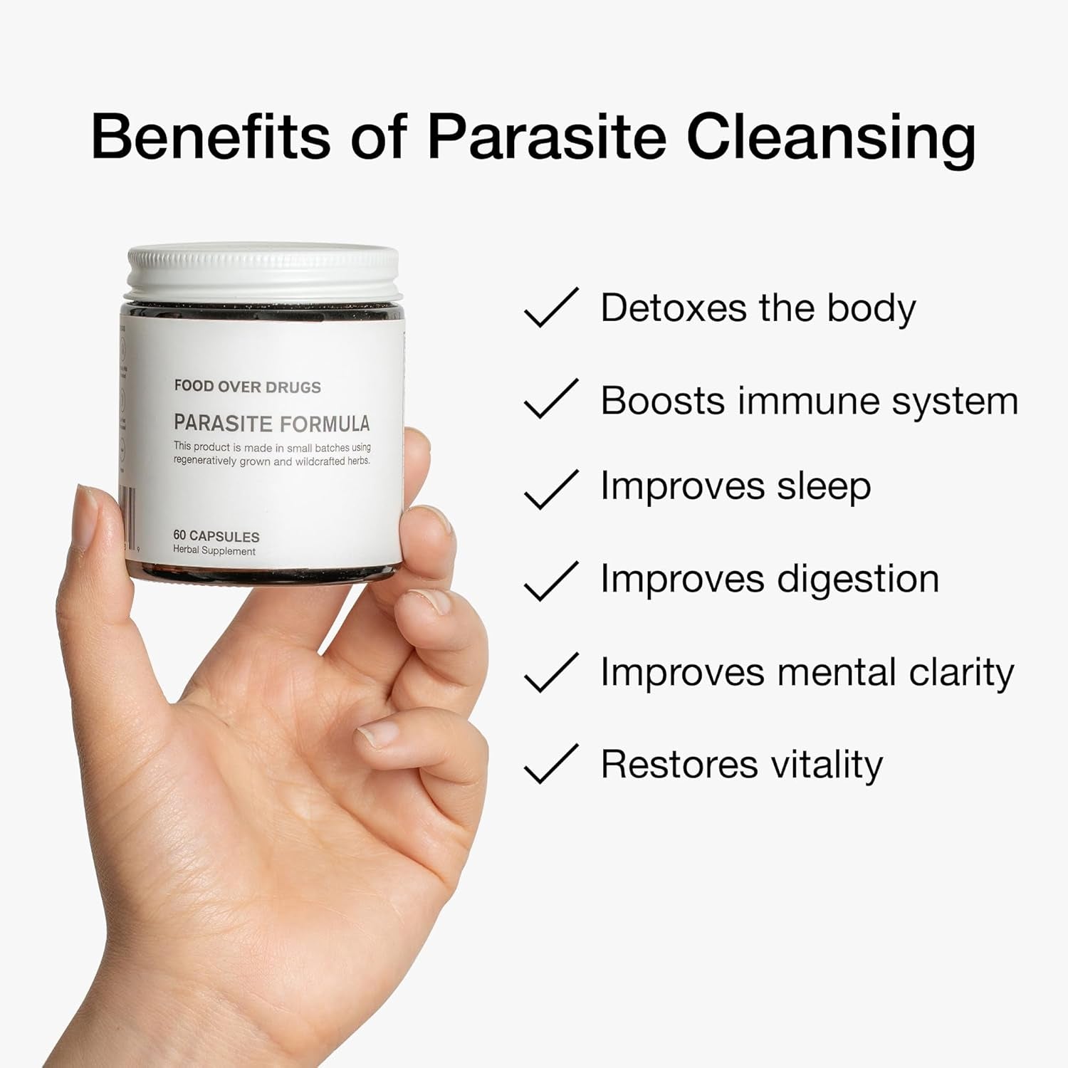 Food Over Drugs Parasite Formula – 60 Capsules | Organic Herbal Cleanse & Detox Support