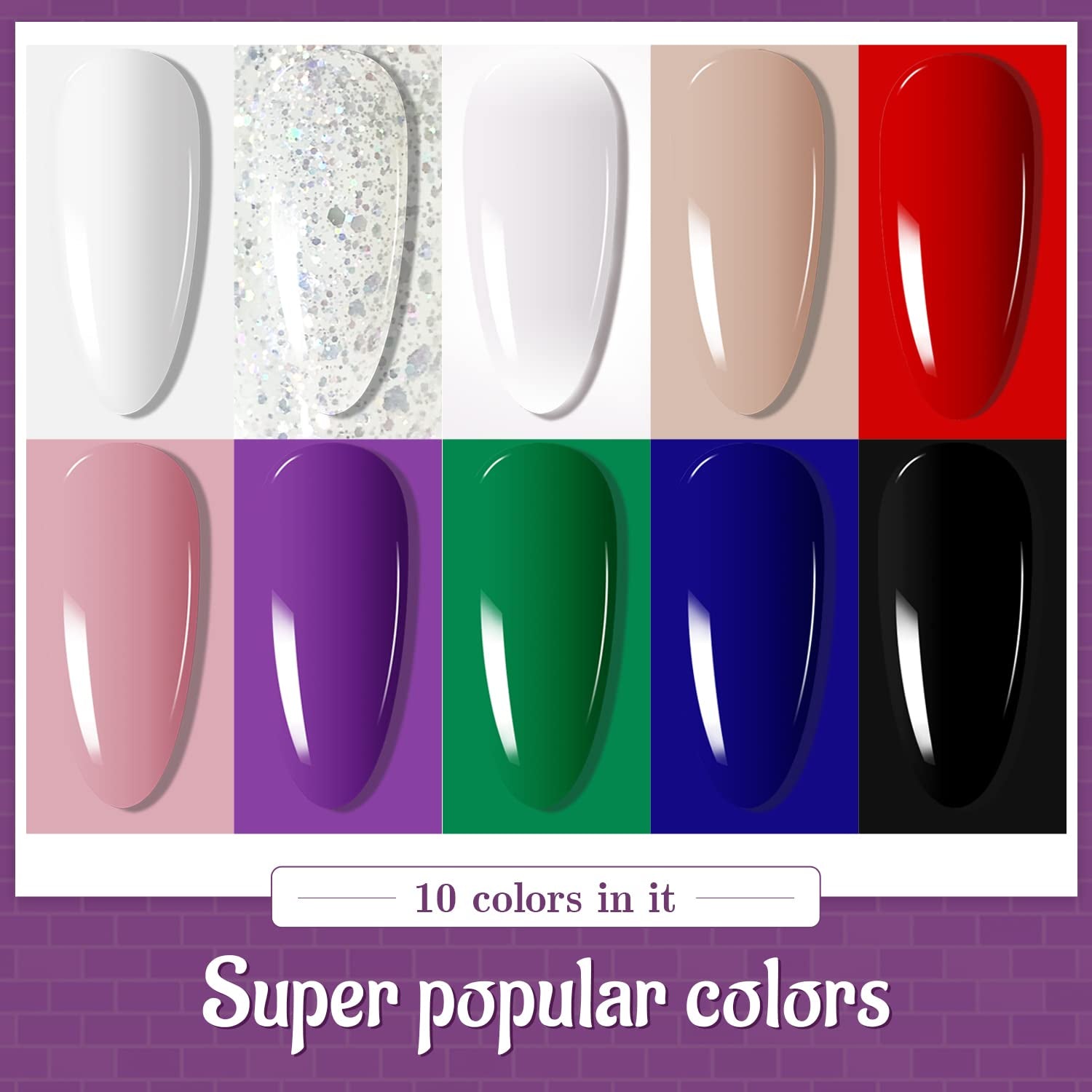 Gel Nail Polish Kit 60 PCS with U V Light Soak off Base Top Coat 55 Shine Colors Gel Nail Kit Bright and Dark Brown Wine Red Series Manicure Set for Women and Girls