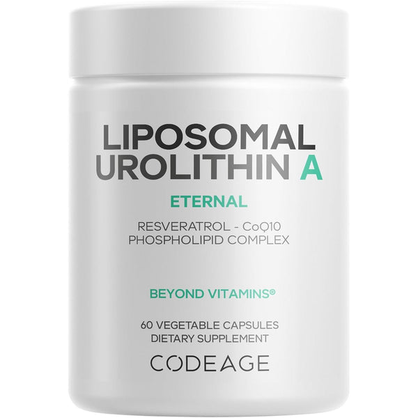 Codeage Liposomal Urolithin A – 60 Capsules | Cellular Energy + Longevity Support with Resveratrol & CoQ10