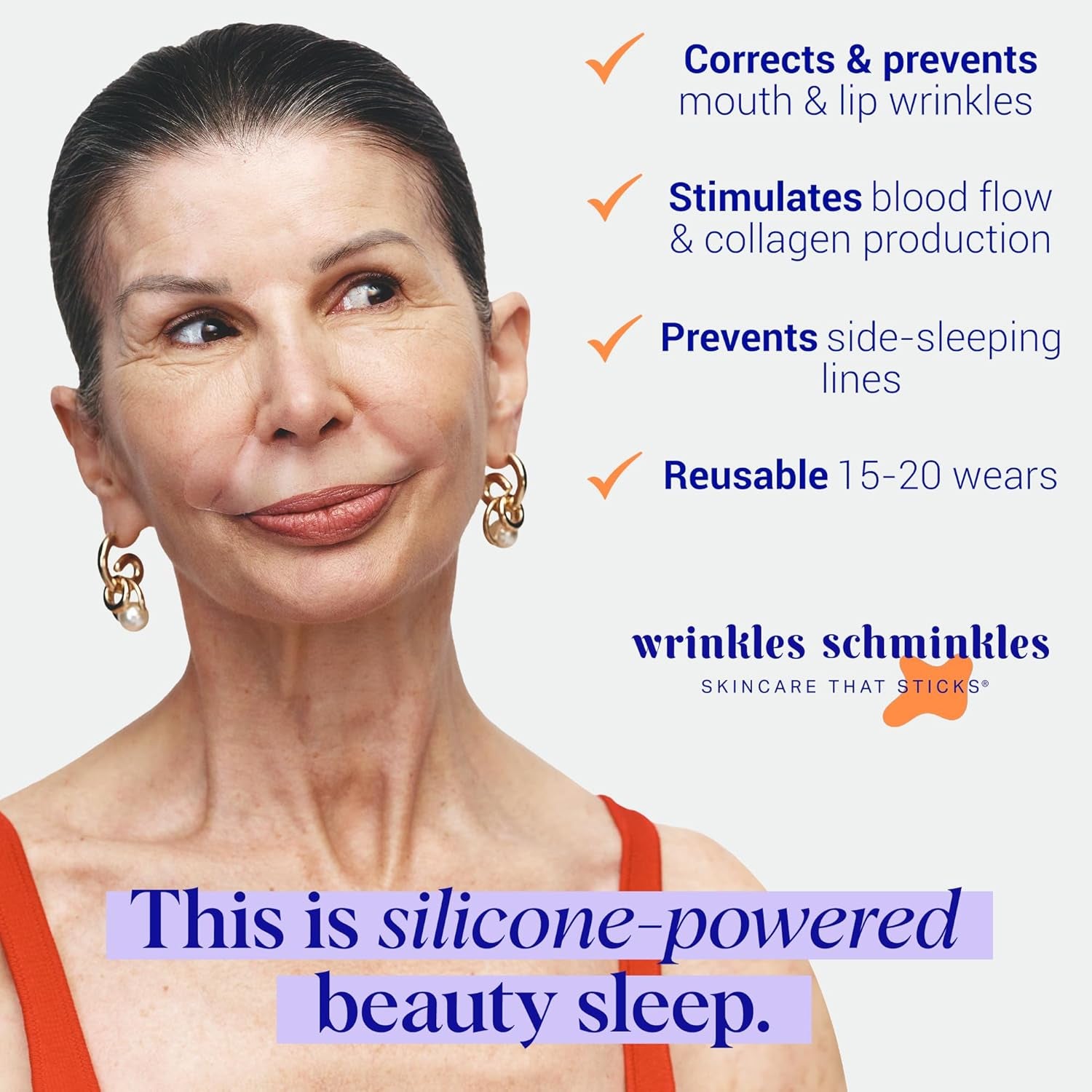Wrinkles Schminkles Mouth & Lip Wrinkle Patches – 2 Packs | Reusable Silicone Patches for Smile Lines & Marionette Wrinkles
