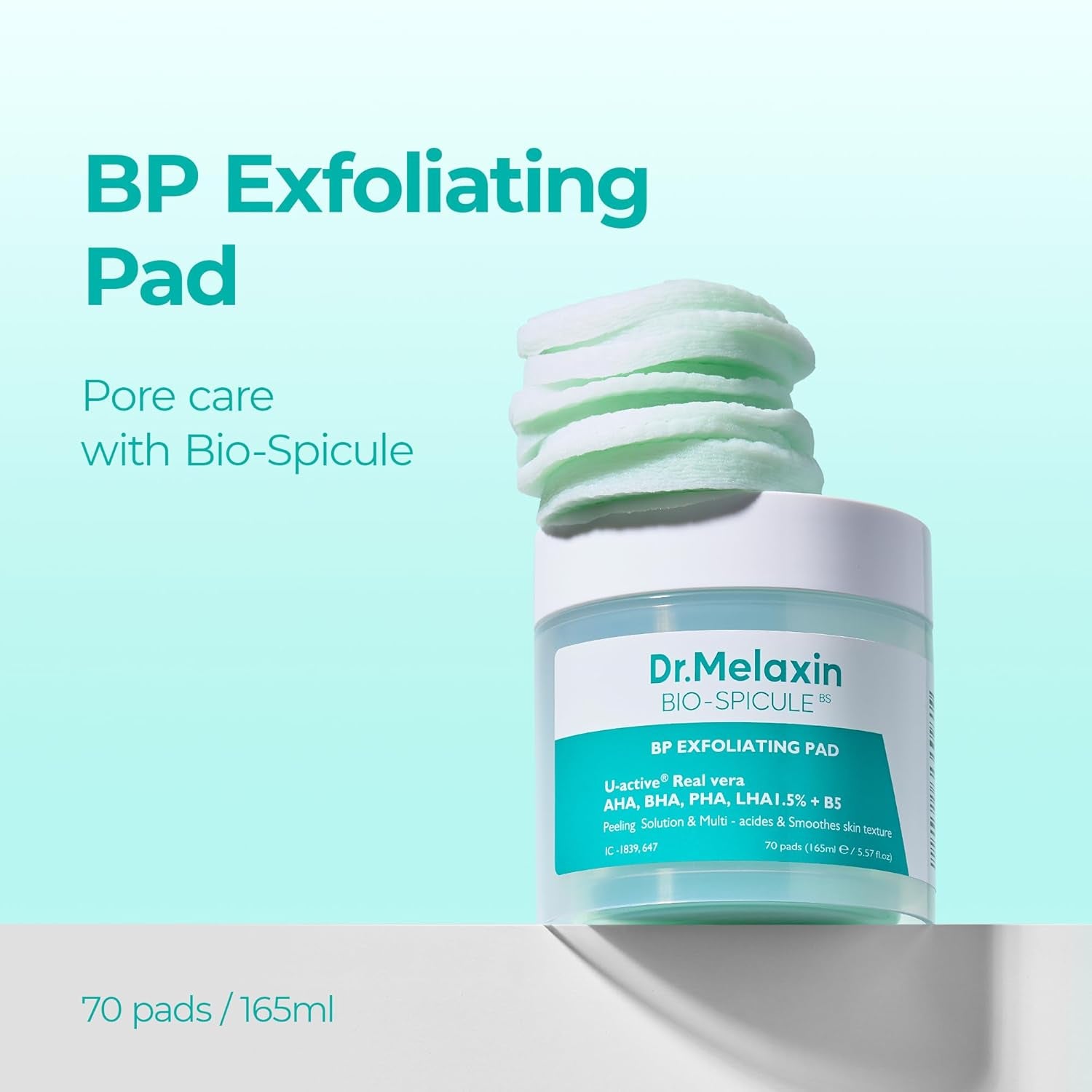 Dr.Melaxin Bio-Spicule BP Exfoliating Pad – 70 Pads (165ml) | Intensive Pore-Clearing & Peeling Treatment