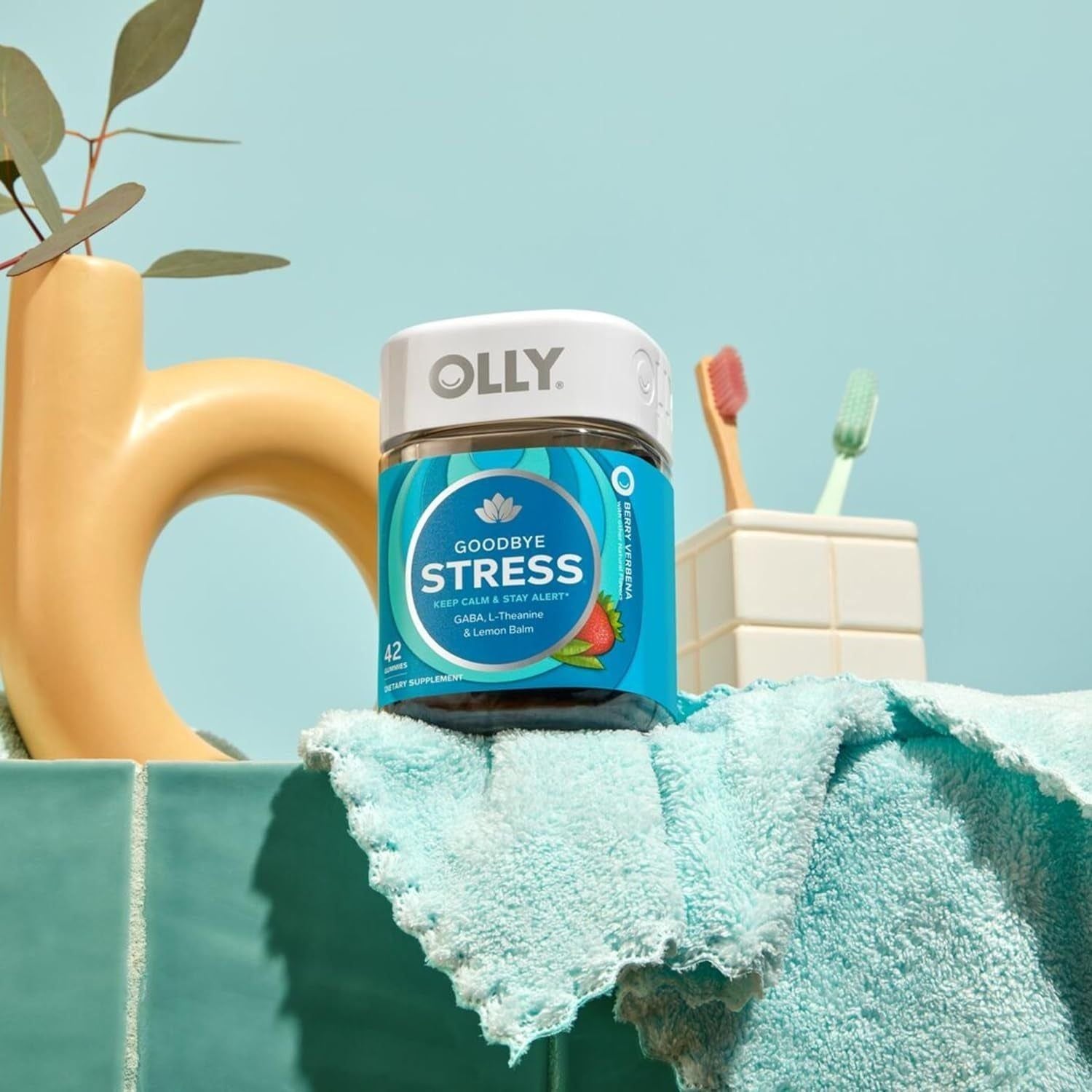 Goodbye Stress Gummy, GABA, L-Theanine, Lemon Balm, Stress Relief Supplement, Berry - 42 Count