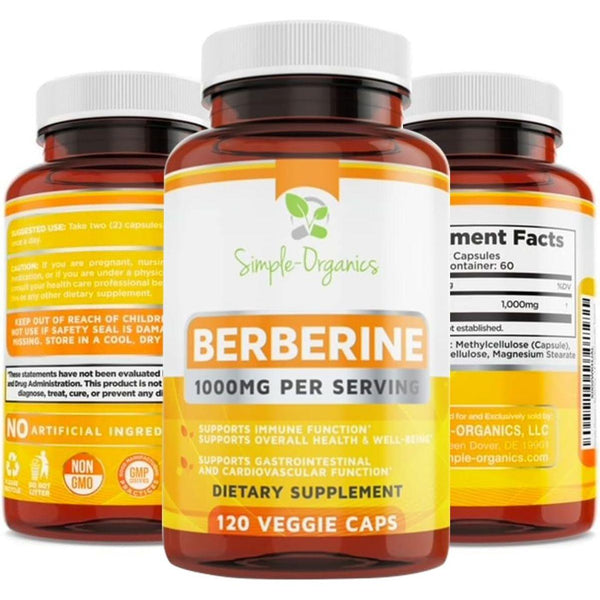Berberine 500Mg (1000Mg per Serving) for Supports Healthy Immune Function, Anti-Oxidant,Gastrointestinal & Overall Wellness - 120 Capsules