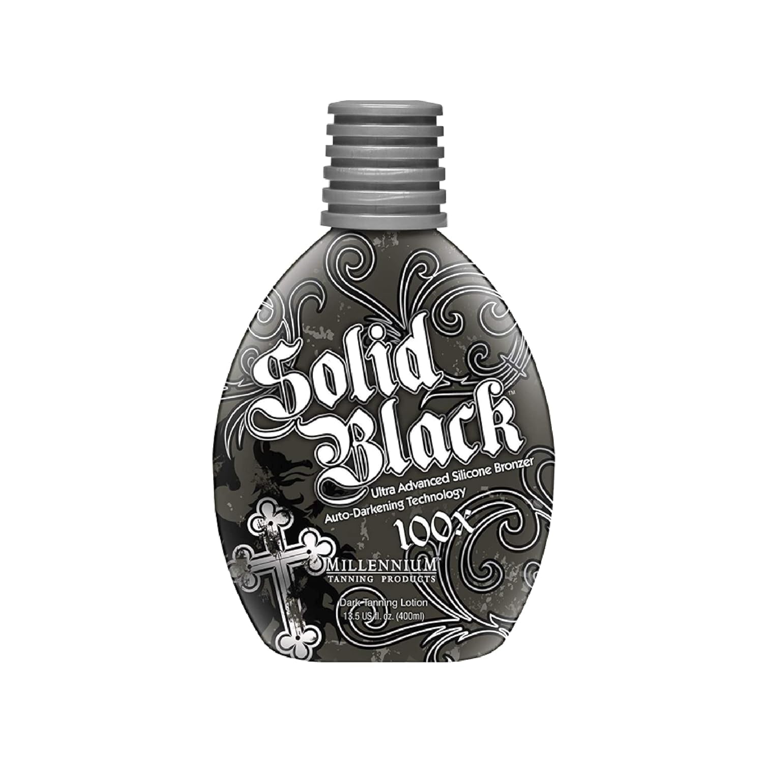 SOLID BLACK 100X Dark Tanning Lotion Indoor Outdoor Tan Enhancing Silicone Bronzer Tanning Bed Lotion 13.5 Fl Oz (400 Ml)