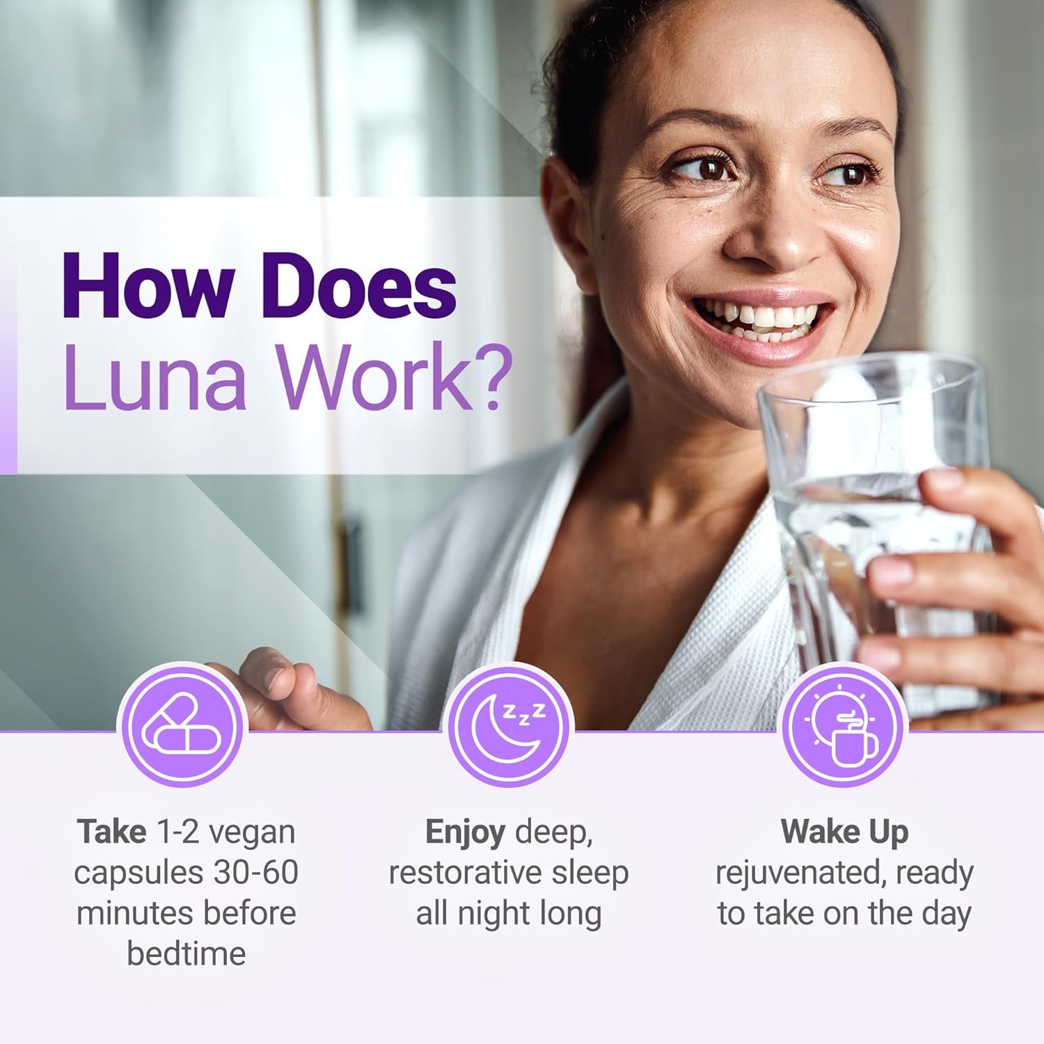 Nested Naturals Luna Gentle Sleep Supplement – 60 Vegan Capsules | Natural Sleep Aid with Melatonin, Valerian Root & L-Theanine