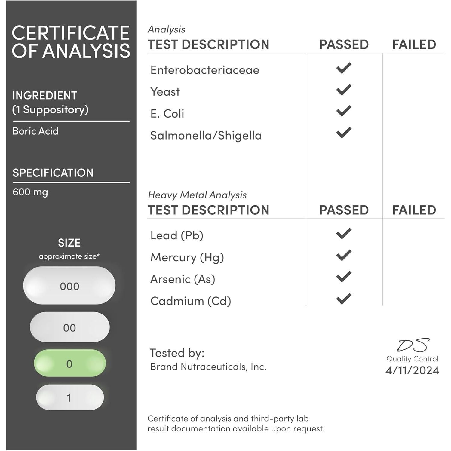 Double Wood Boric Acid Suppositories (600Mg Vaginal Suppository, 60 Count) Supports Vaginal Ph Balance, Odor Control (USP Medical Grade Fine Powder, Easy Dissolve, Third Party Tested) by Double Wood