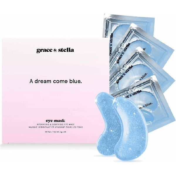 Award Winning under Eye Mask - Reduce Dark Circles, Puffy Eyes, Undereye Bags, Wrinkles - Gel under Eye Patches, Vegan Cruelty-Free Self Care by Grace and Stella (48 Pairs, Blue)