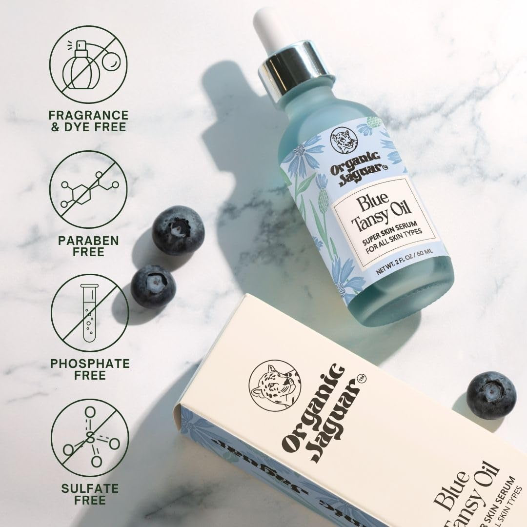 Blue Tansy Super Skin Face Serum, Night Moisturizer, Facial Oil with Jojoba Oil and Hydrating Ingredients to Support Healthy Aging and Help Reduce Wrinkles, All Skin Types, 2 Fl Oz