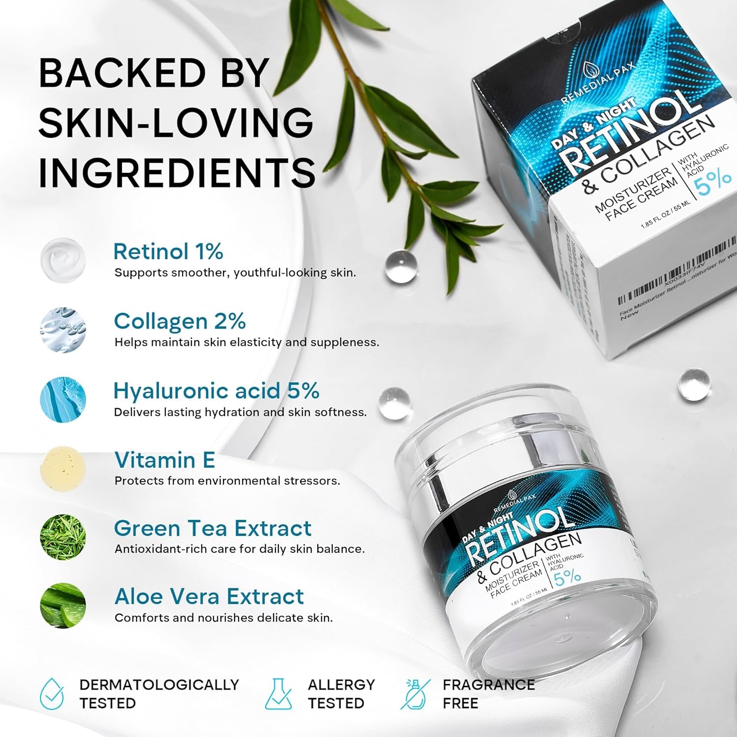 REMEDIAL PURITY AESTHETICS EXPERIENCE Day & Night Retinol & Collagen Moisturizer Cream – 55ml | Anti-Aging, Firming & Hydrating