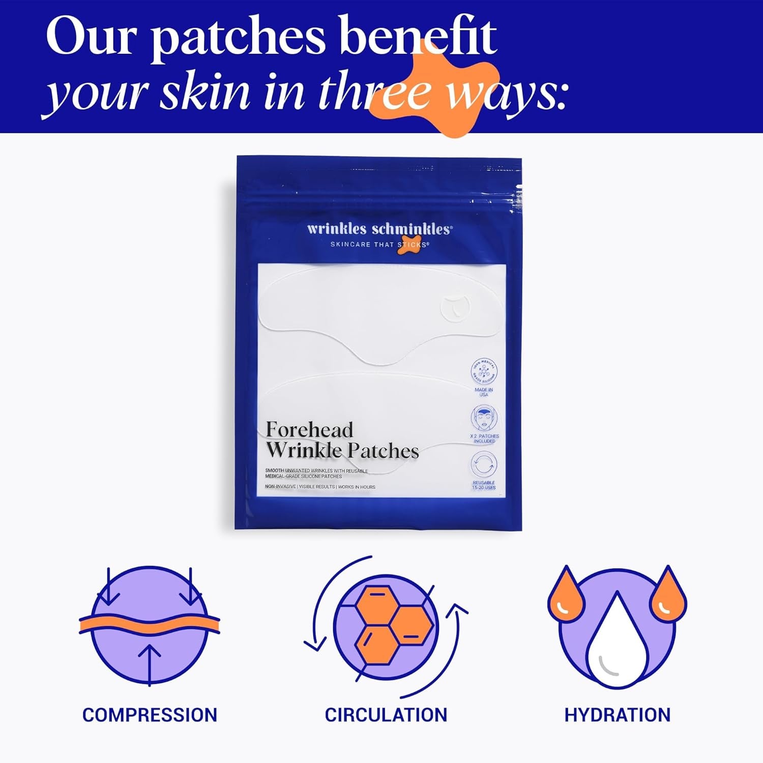 Wrinkles Schminkles Forehead Wrinkle Patches – 1 Pad (2 Packs) | Non-Invasive Line-Smoothing Treatment for Forehead & Frown Lines
