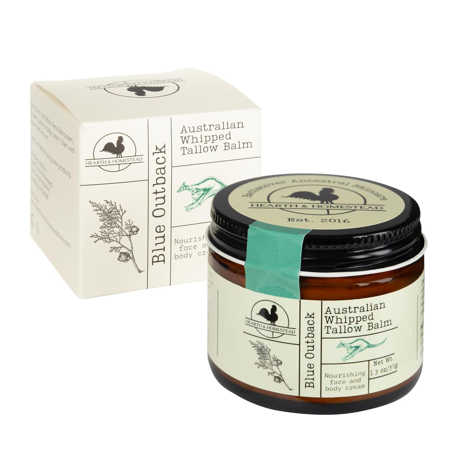 Hearth & Homestead Whipped Tallow Balm (Blue Outback) – 37g | Nourishing Australian Tallow with Emu & Sandalwood Oils