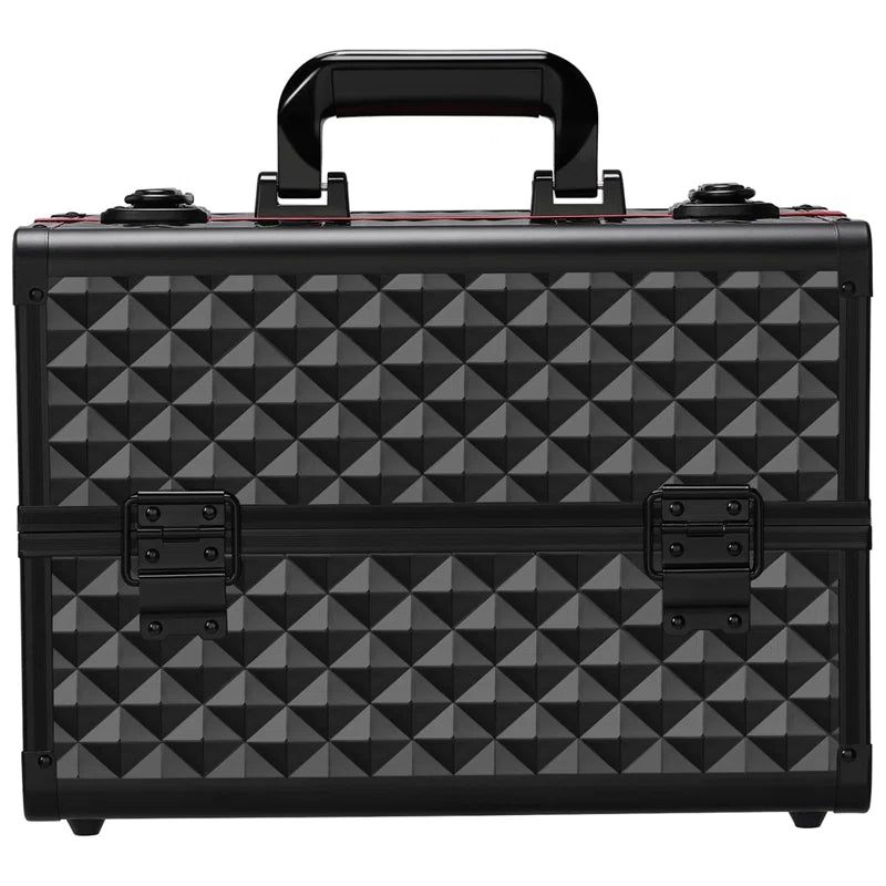 Yaheetech Professional Cosmetic Case (Lockable) - Red/Black, Silver/Black