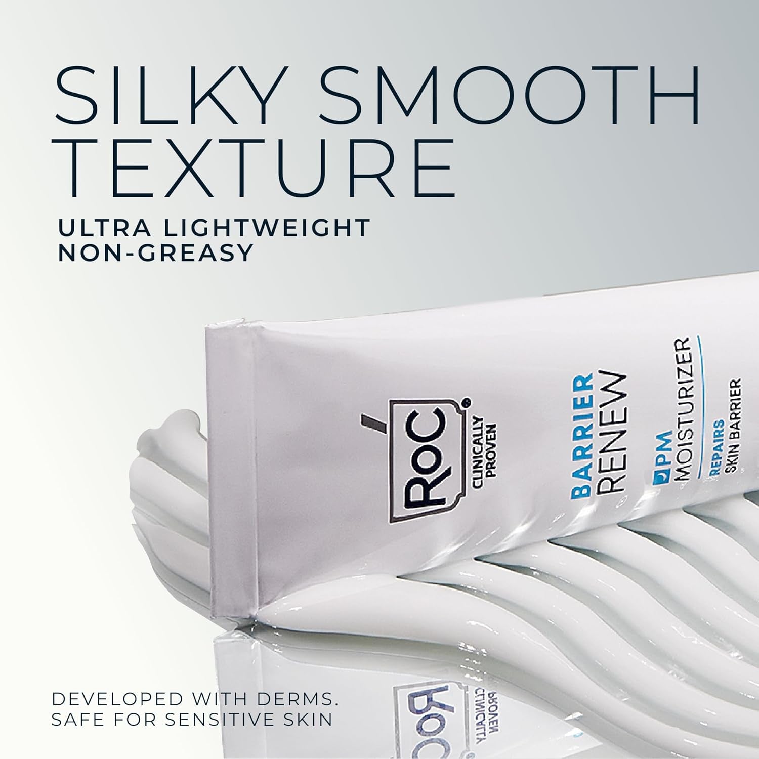 RoC Barrier Renew PM Moisturizer (74ml) with Retinol Correction Line Smoothing Eye Cream Packette (2ml)