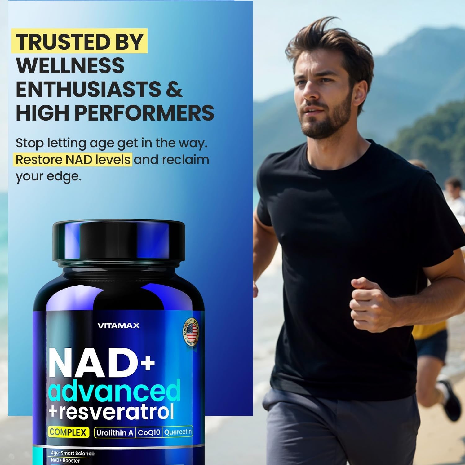 Liposomal NAD+ Supplement Extra Strength | Urolithin A, Resveratrol, Coq10 - Women & Men - ALA, Green Tea, Quercetin, Lycopene | High Purity, Energy & Regeneration - Made in USA – 60Ct